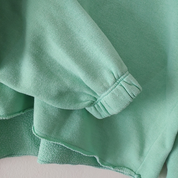 Aerie Fleece-Of-Mind Cropped Polo Sweater Top Mint Green Size Small - Picture 7 of 8